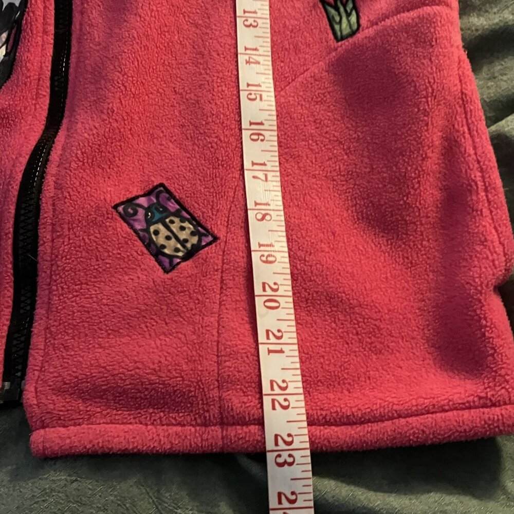 Vintage Christine Seigneuret Fleece Vest Womens S Pink Fleece OOAK Artsy Zip 90s - Picture 7 of 8